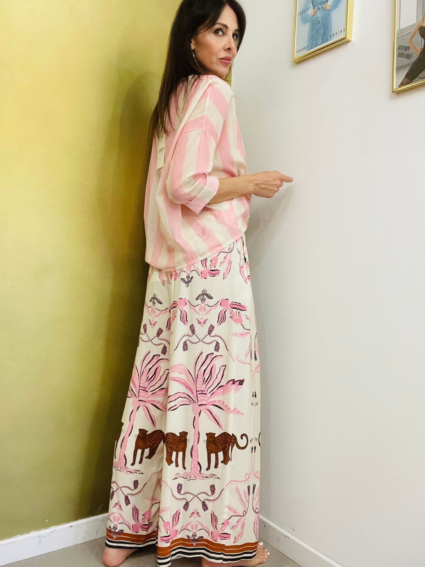 PANTALONE PALAZZO LEOPARDO E PALMA