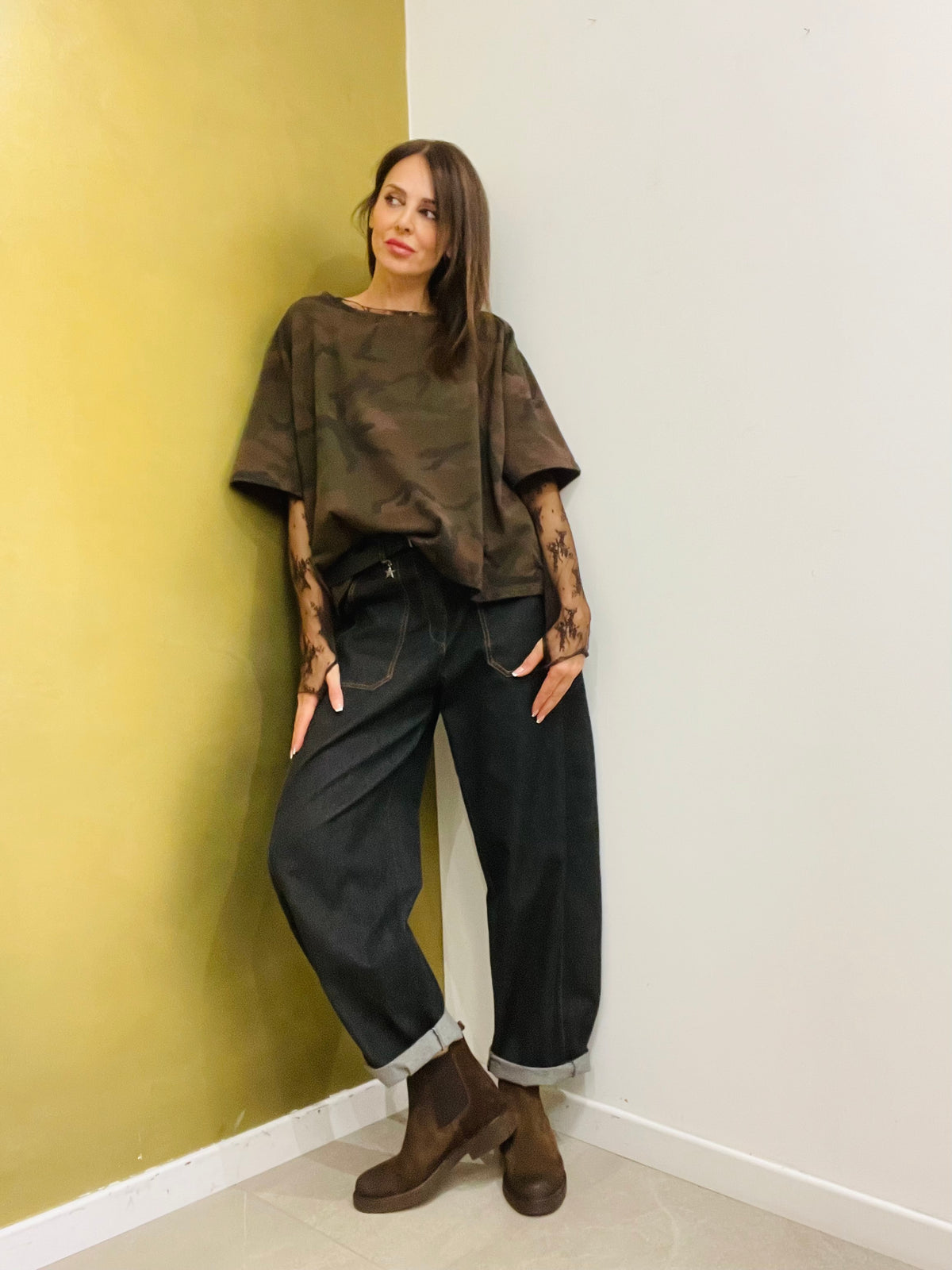 T-SHIRT MILITARE FELPATA