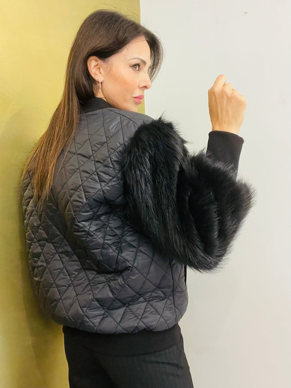 BOMBER TRAPUNTATO ECO PELLICCIA