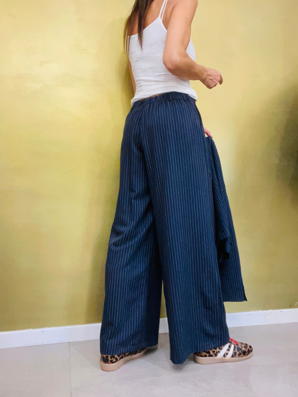 PANTALONE GESSATO A PALAZZO