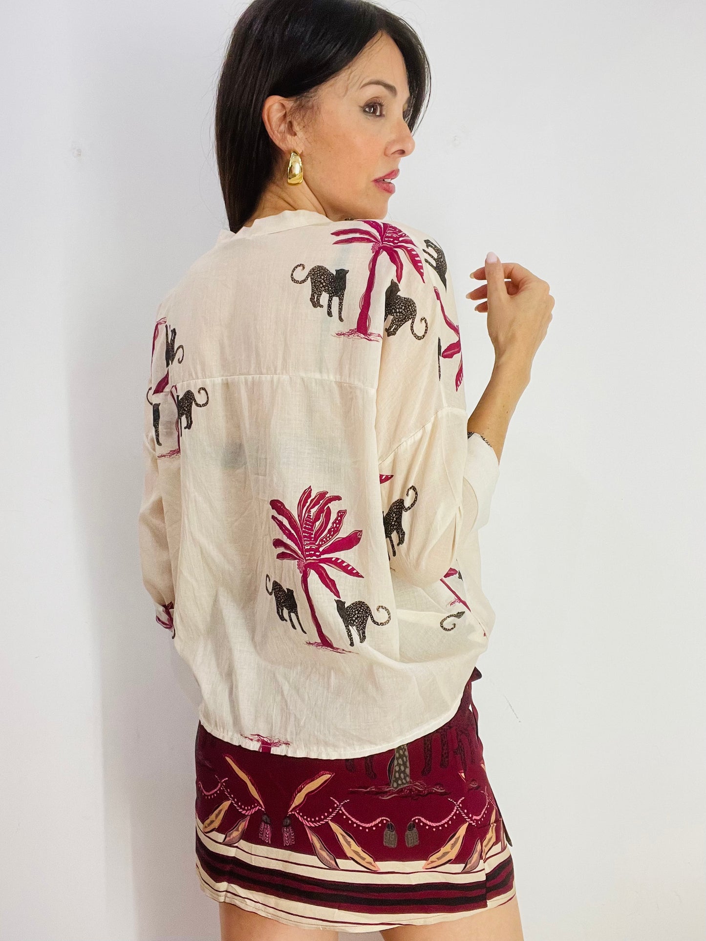 CAMICIA LEOPARDO E PALME