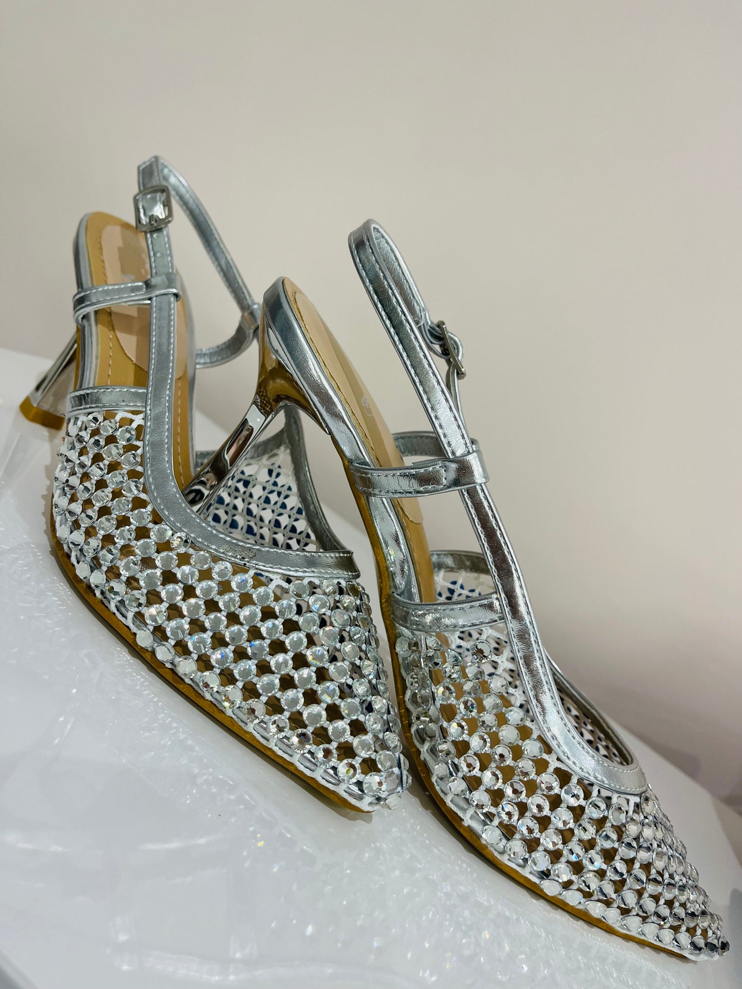 SLINGBACK STRASS ARGENTO