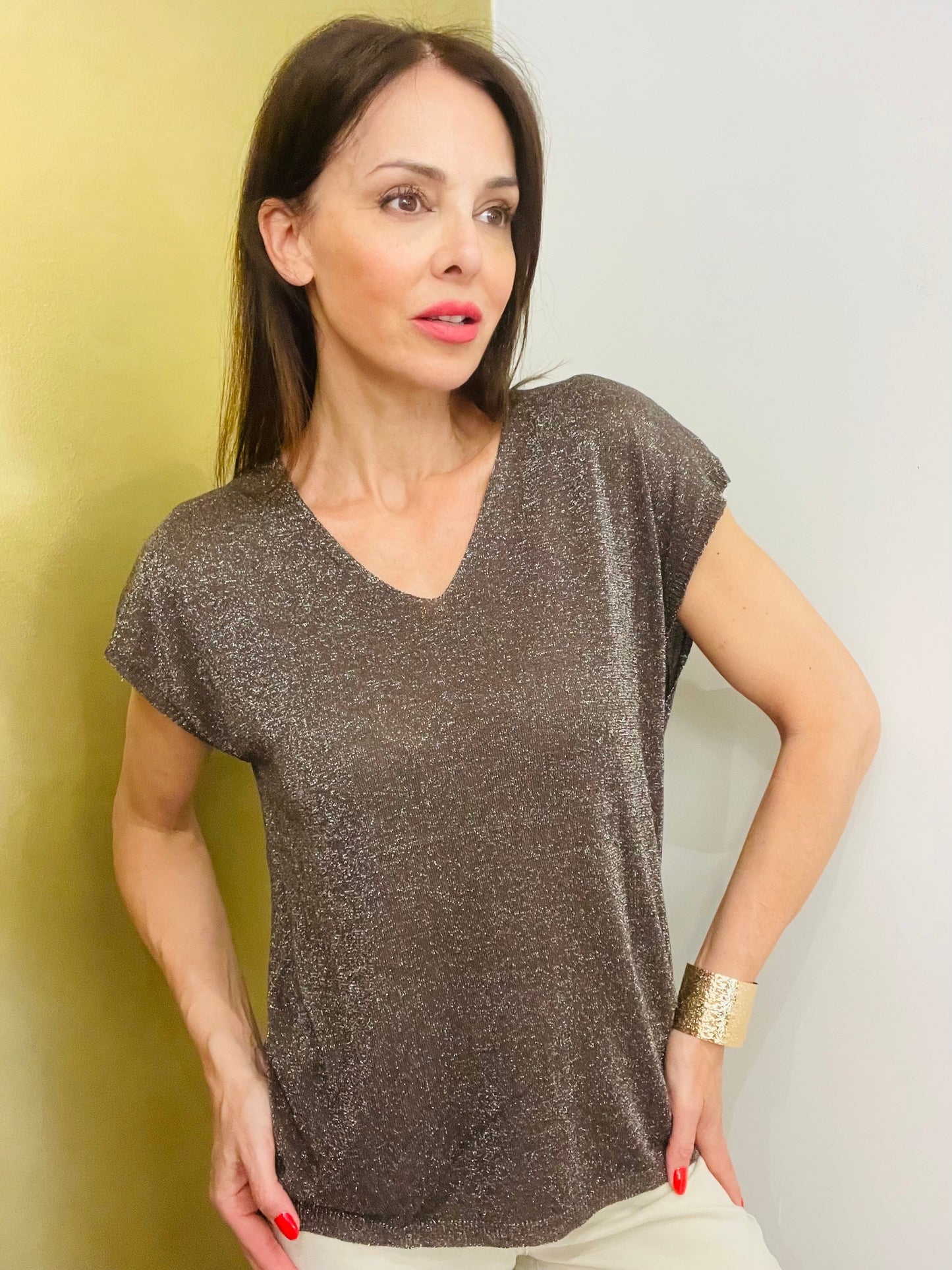 MAGLIA SCOLLO A V LUREX