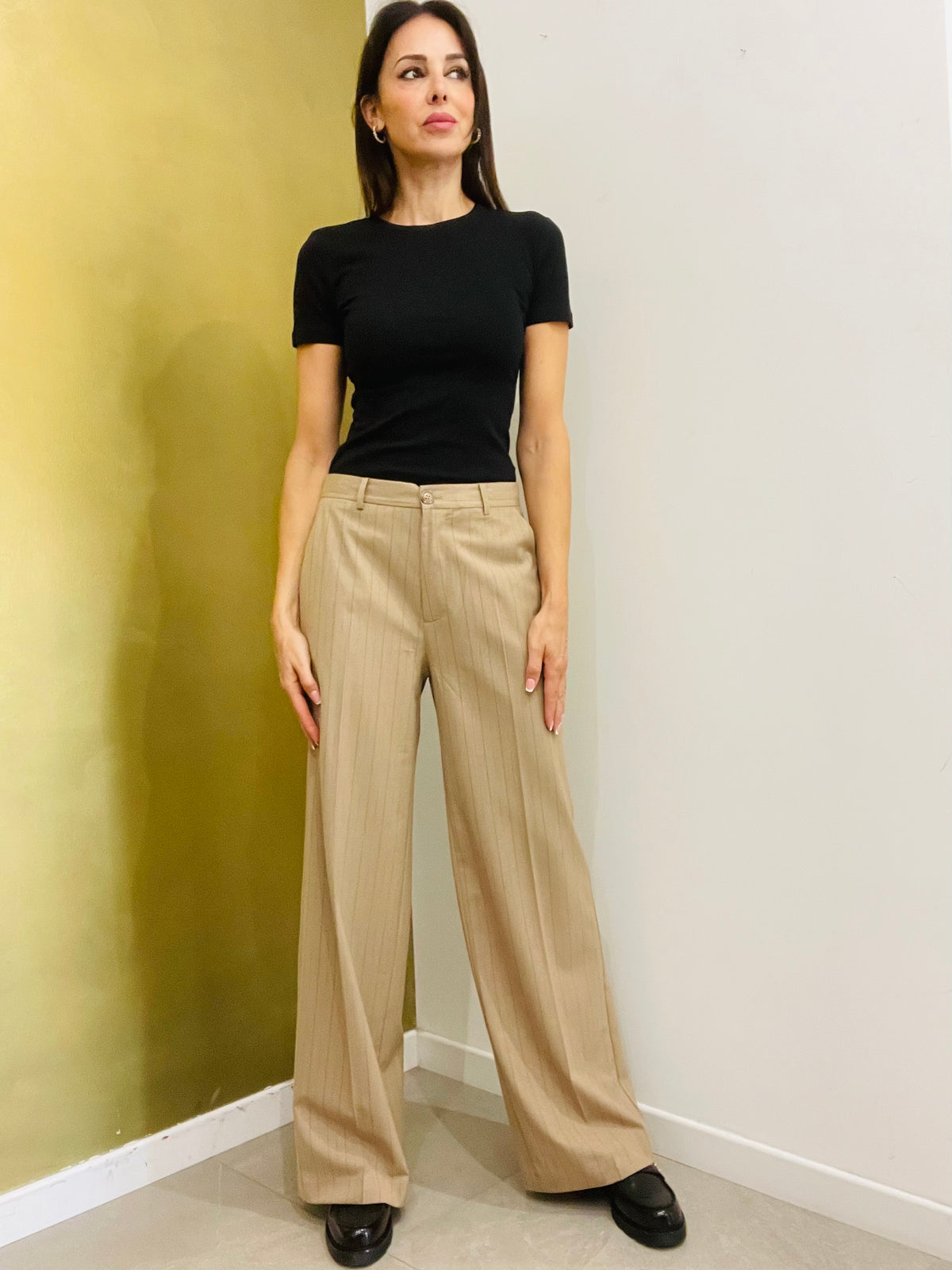 PANTALONE DRITTO GESSATO