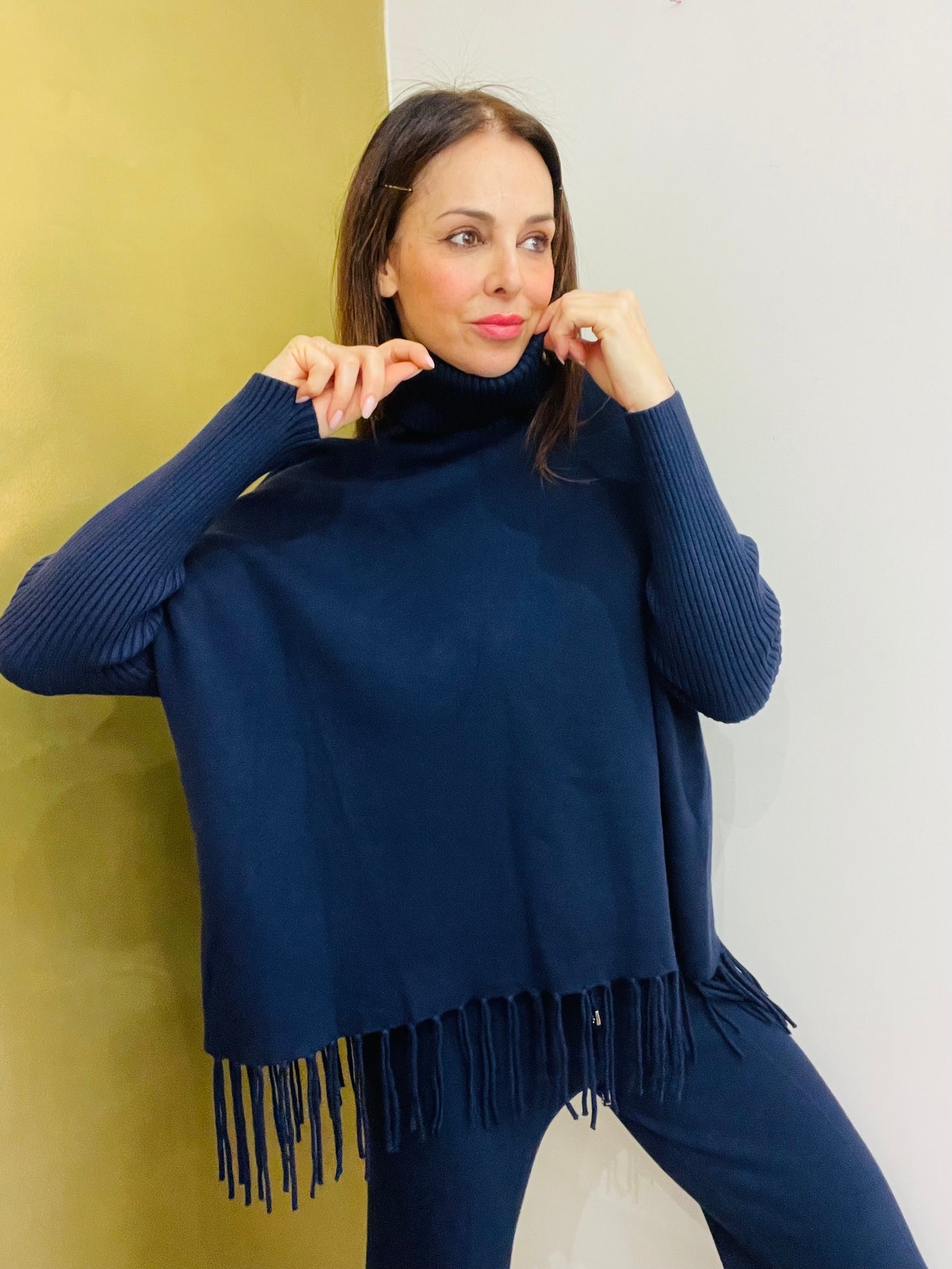 MAGLIA DOLCEVITA CON FRANGE