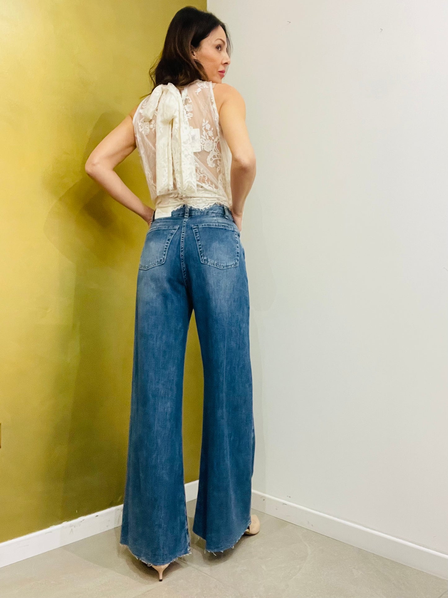 JEANS PALAZZO TAGLIO VIVO TENSIONE IN