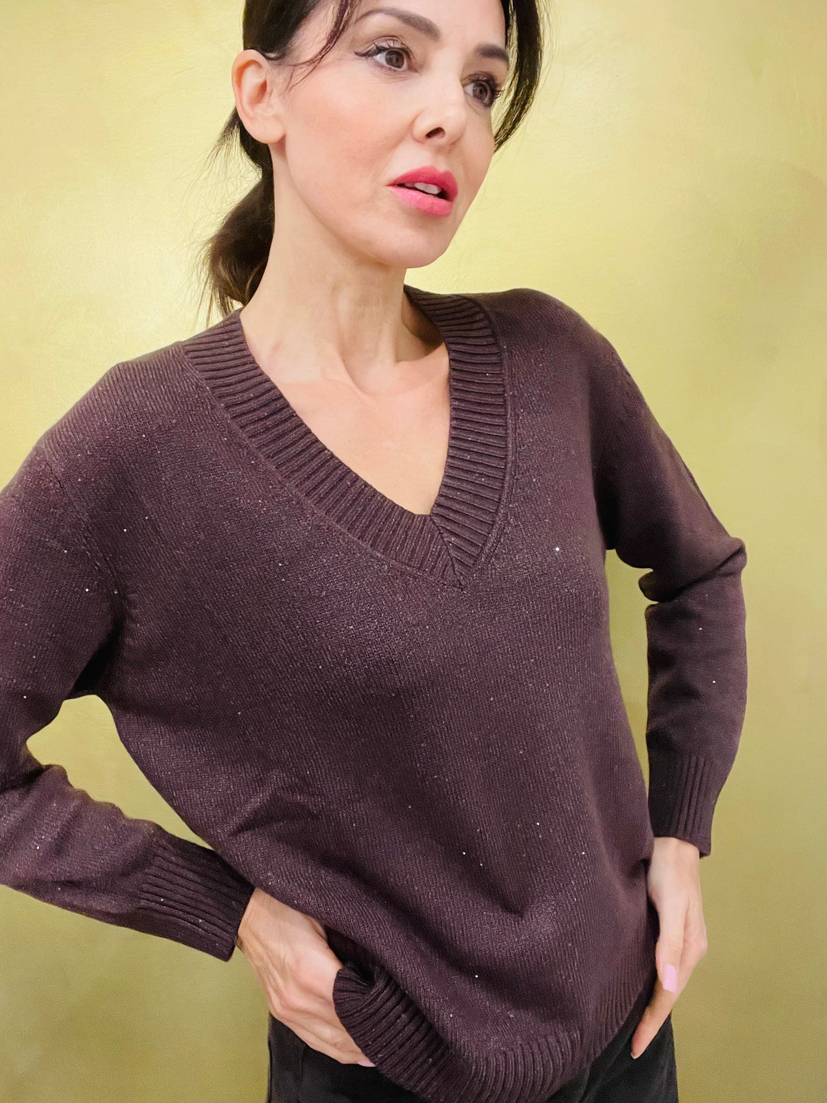 MAGLIA A V MICROPAILLETTES