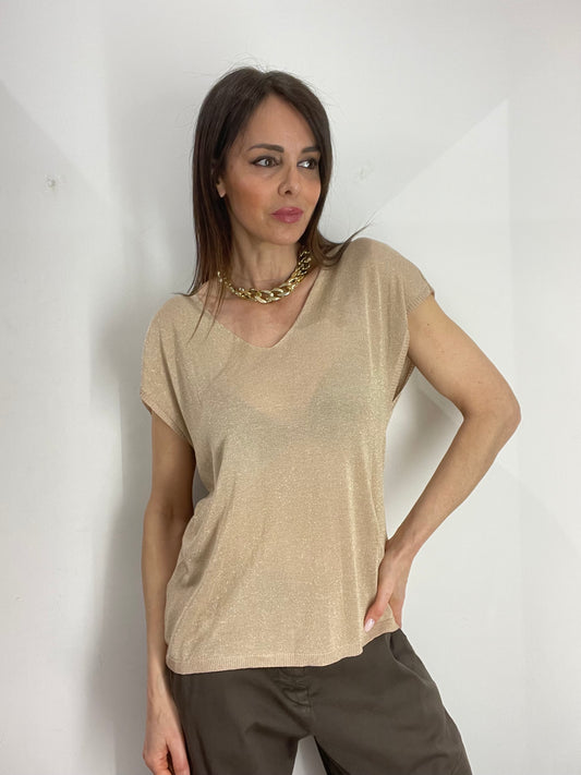 MAGLIA SCOLLO A V LUREX