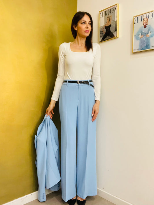 PANTALONE PALAZZO AZZURRO POLVERE