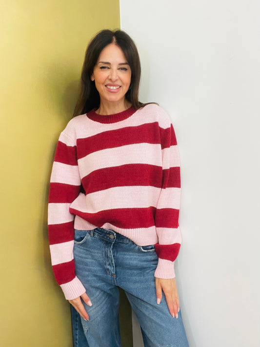 MAGLIA GIROCOLLO RIGATA