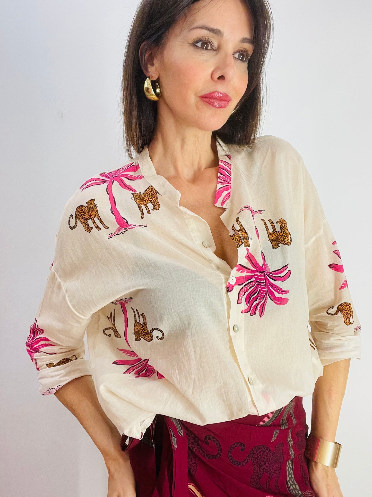 CAMICIA LEOPARDO E PALME