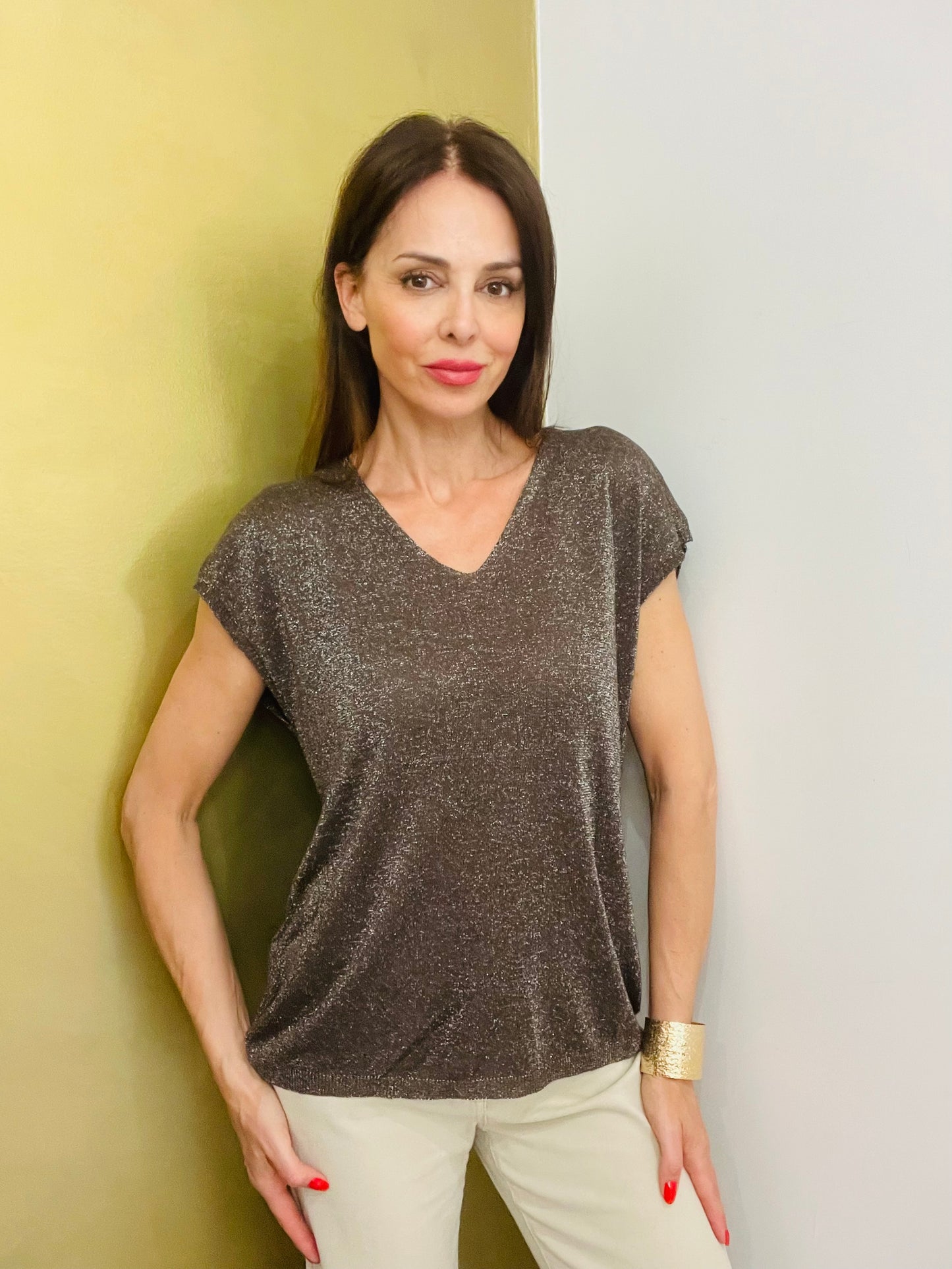 MAGLIA SCOLLO A V LUREX