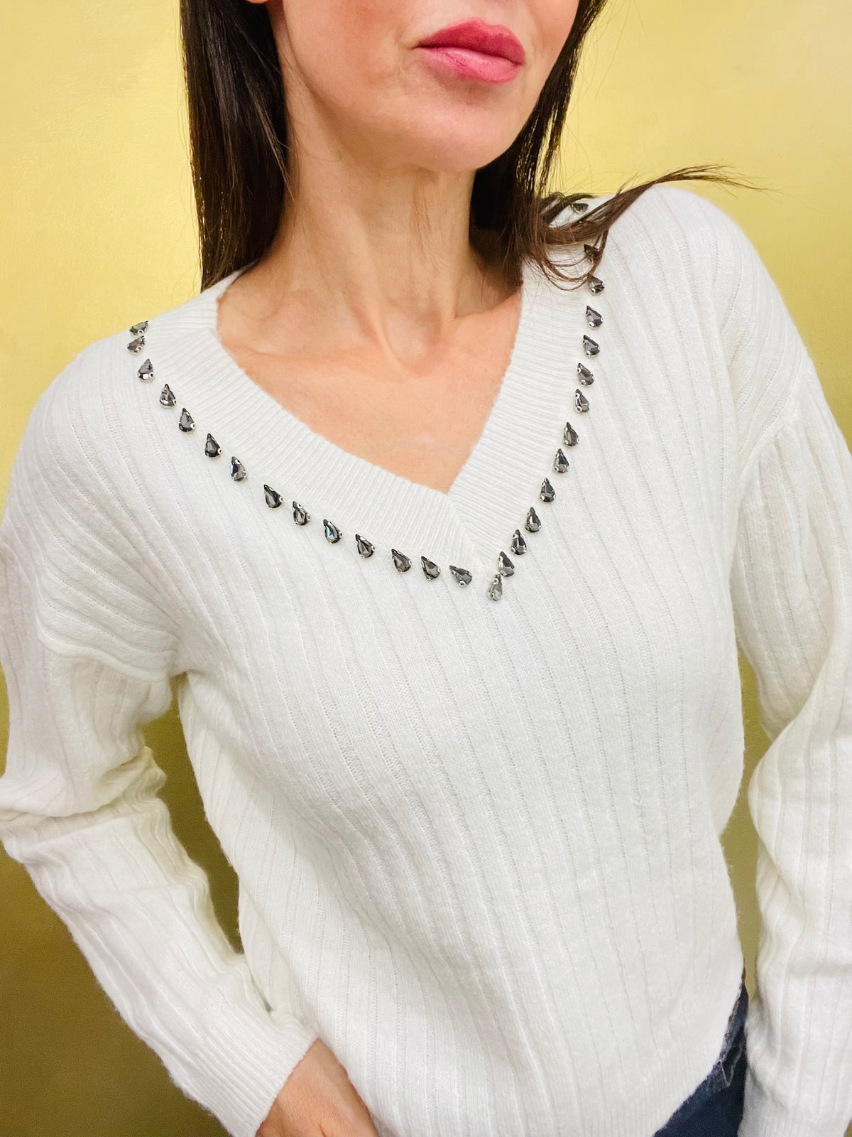 MAGLIA A COSTINE CON STRASS