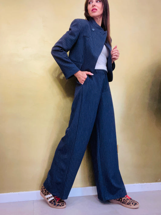 PANTALONE GESSATO A PALAZZO