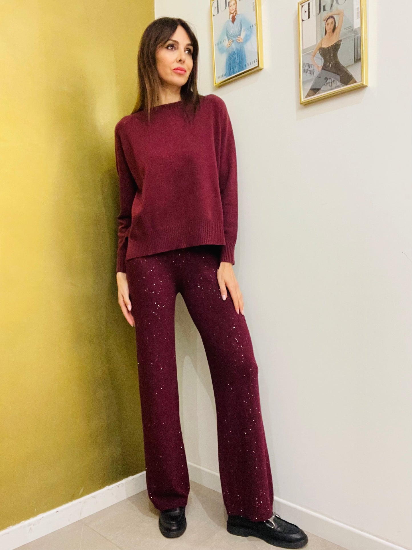 PANTALONE IN MAGLIA MICROPAILLETTES