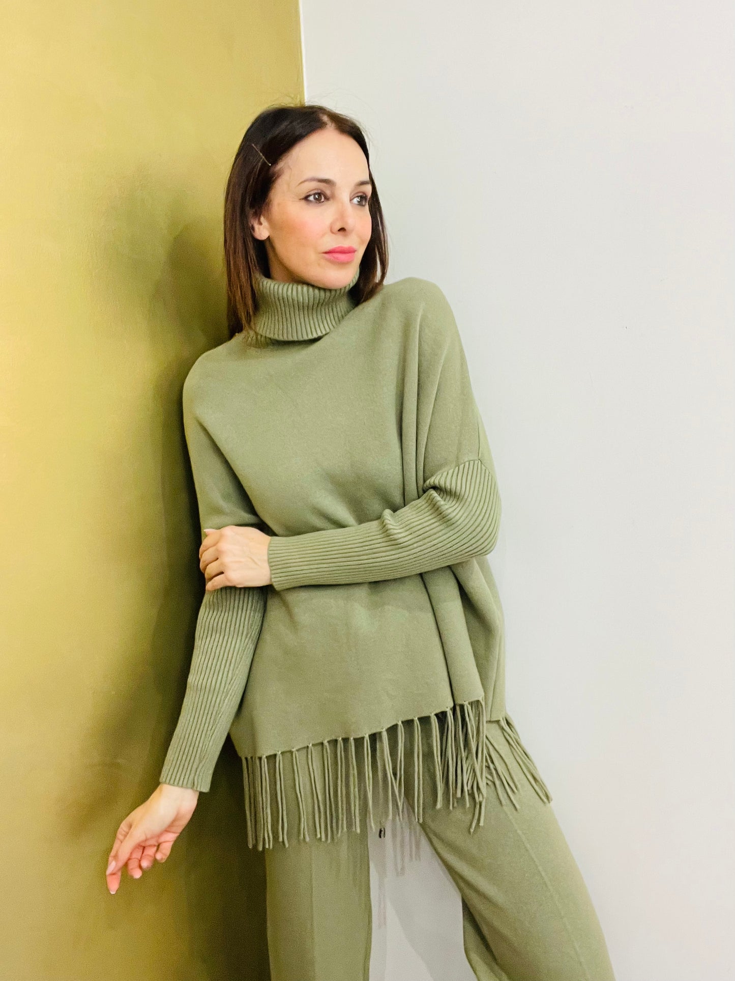 MAGLIA DOLCEVITA CON FRANGE