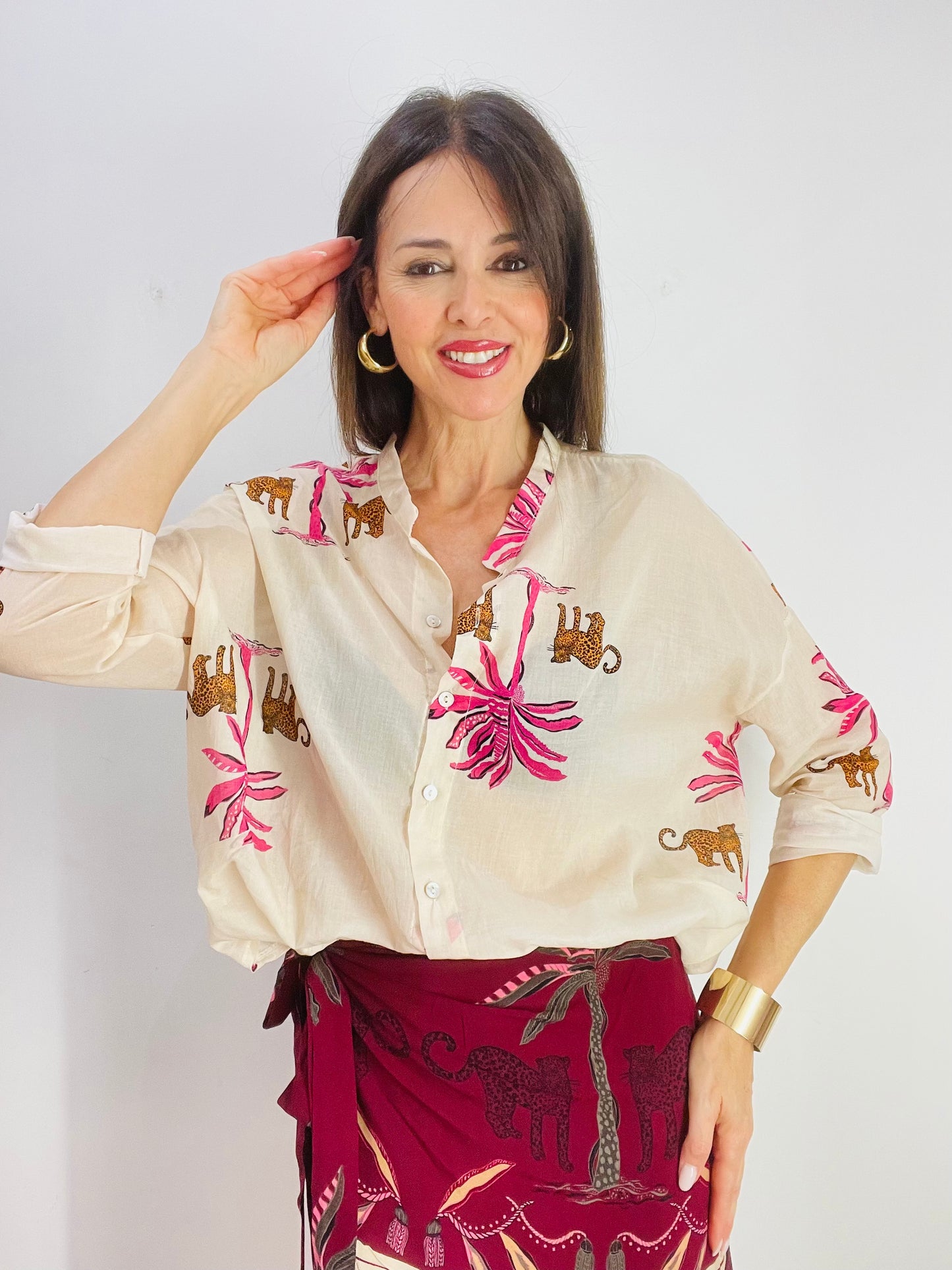 CAMICIA LEOPARDO E PALME