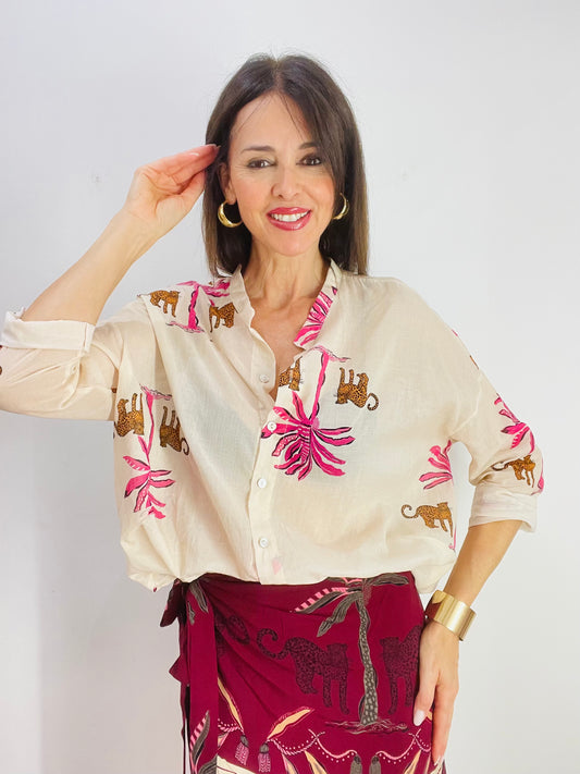 CAMICIA LEOPARDO E PALME