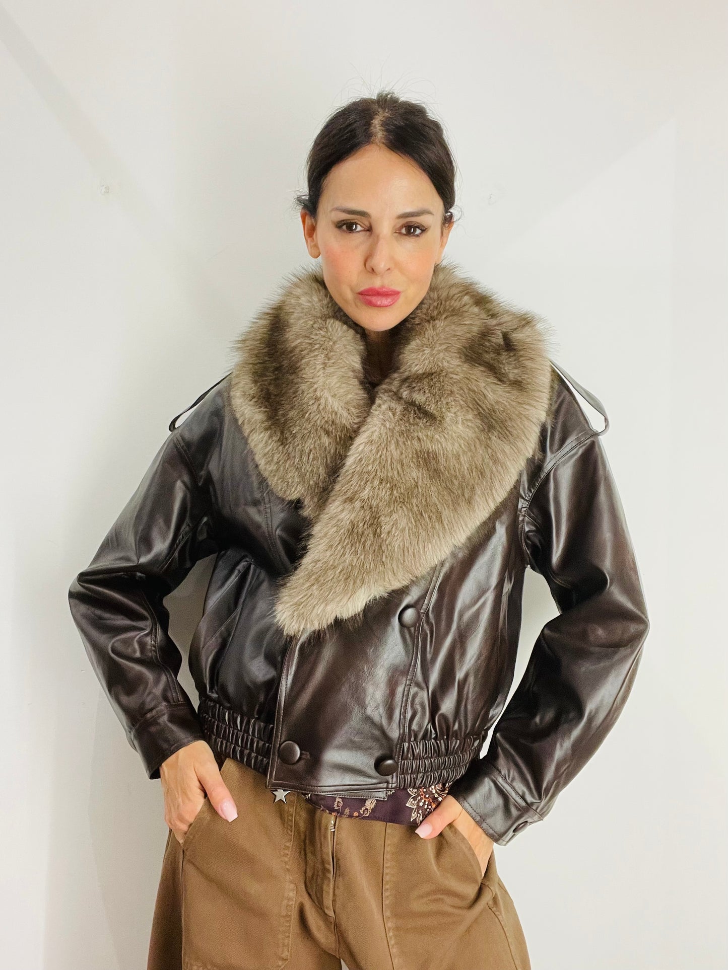 BOMBER ECOPELLE CON PELLICCIA