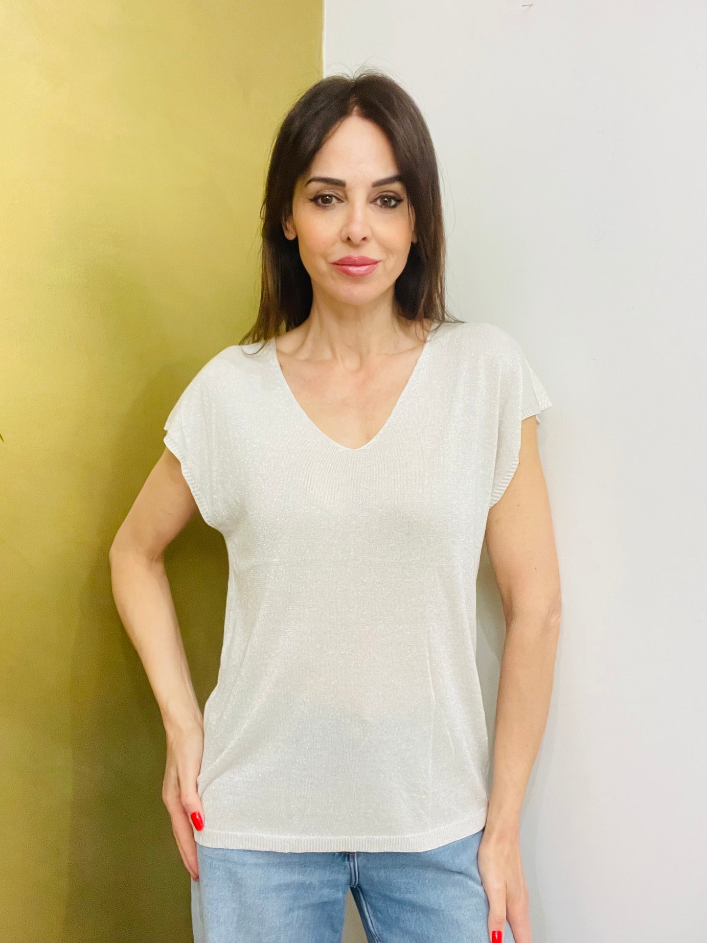 MAGLIA SCOLLO A V LUREX