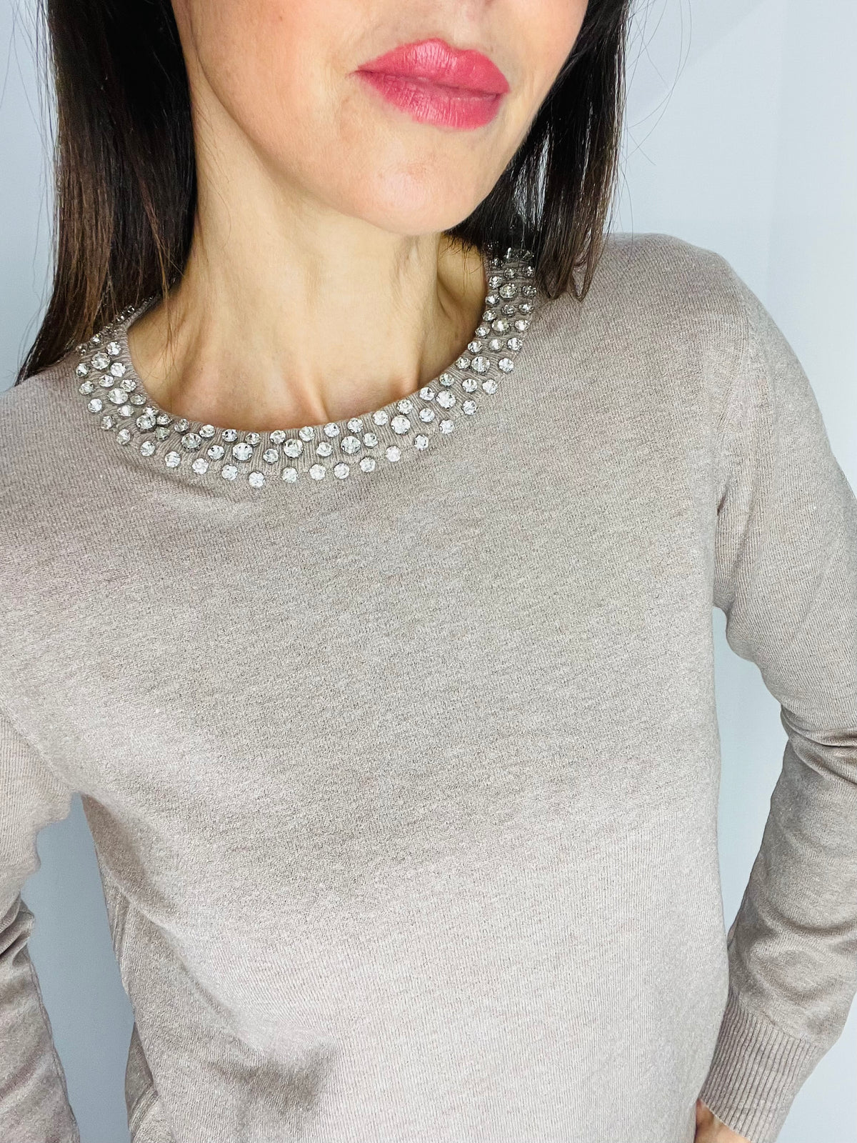 MAGLIA GIROCOLLO CON STRASS