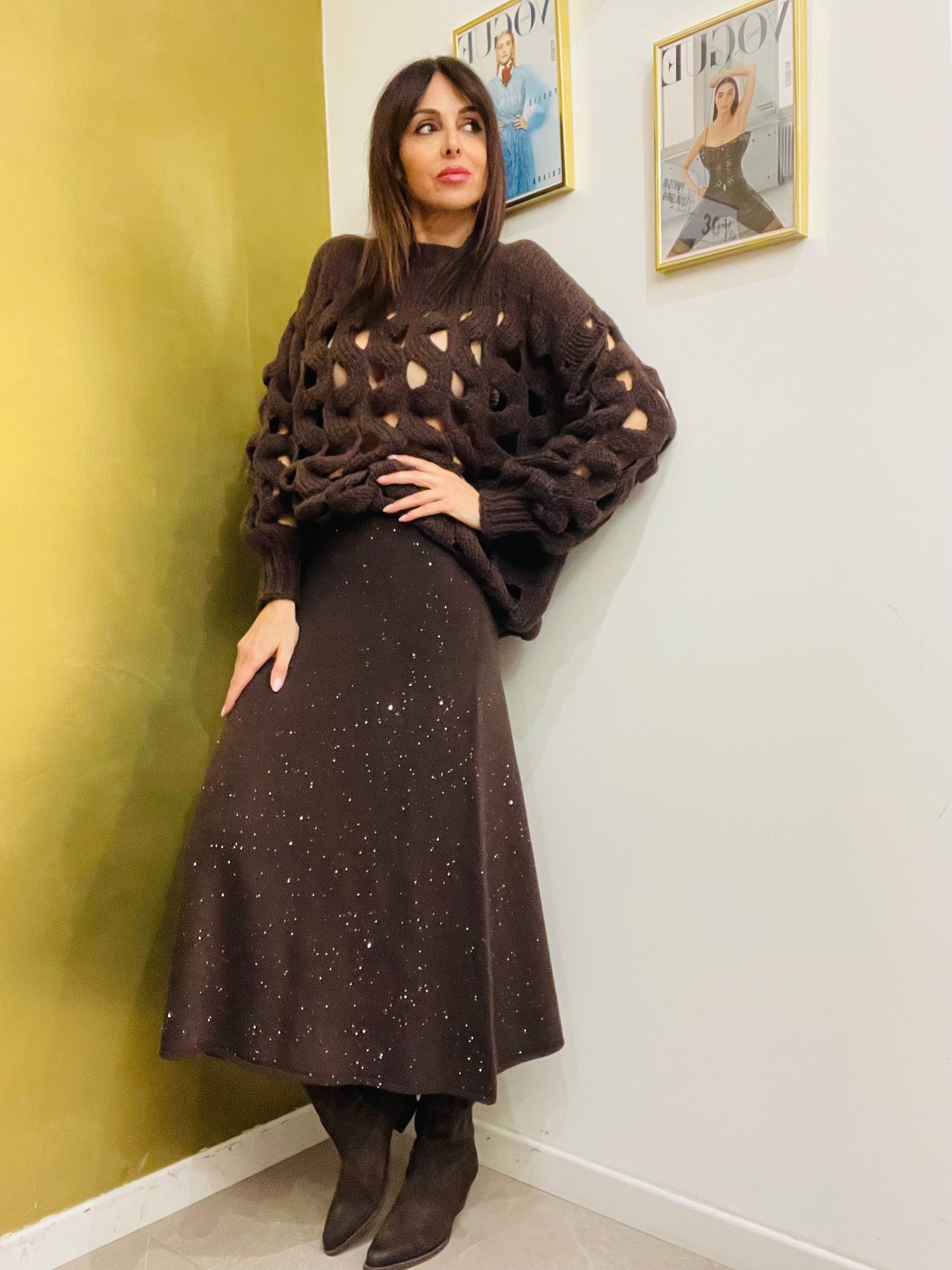 GONNA SVASATA IN MAGLIA MICROPAILLETTES