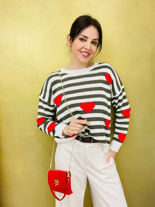 MAGLIA CUORI A RIGHE