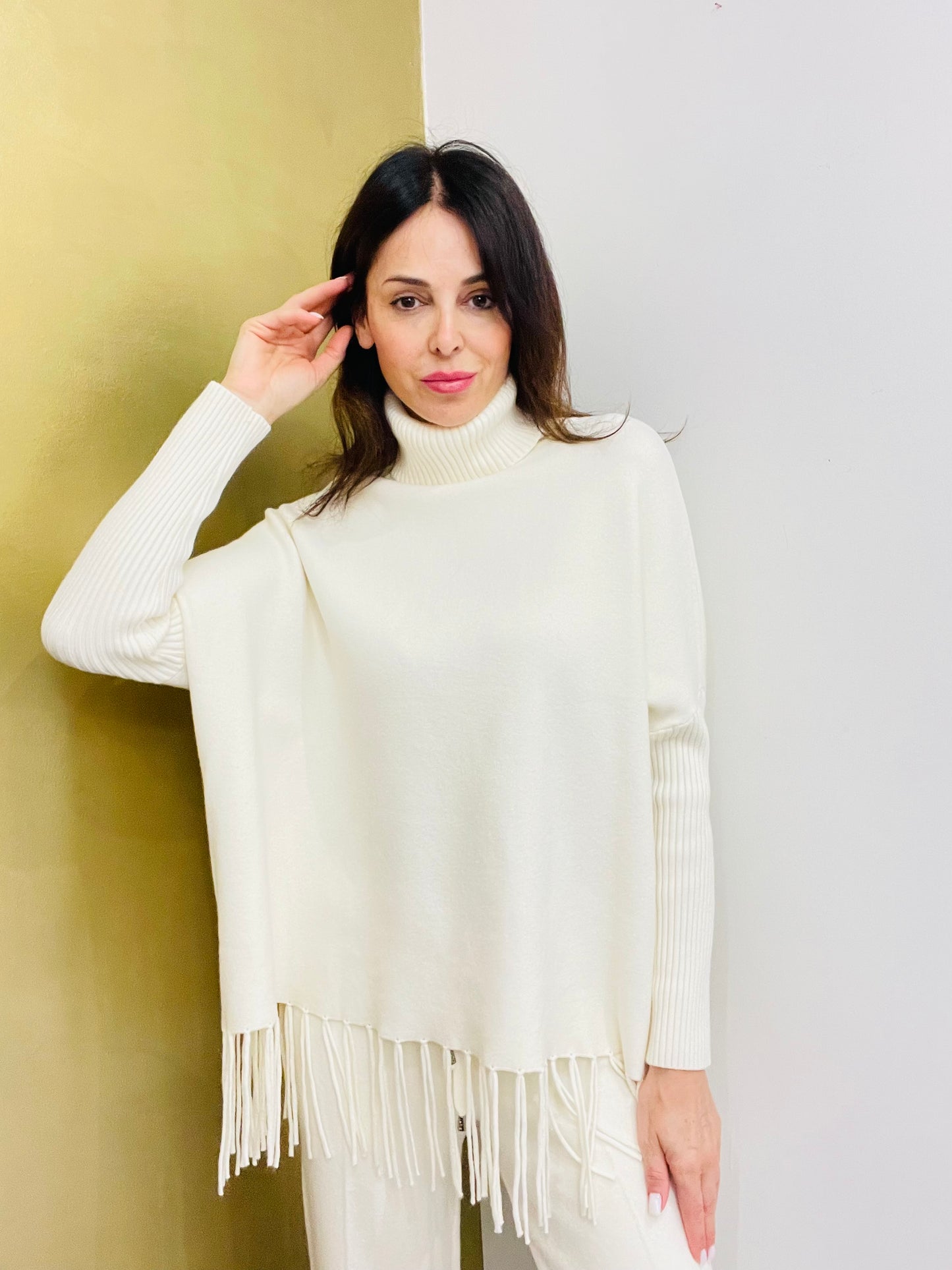 MAGLIA DOLCEVITA CON FRANGE