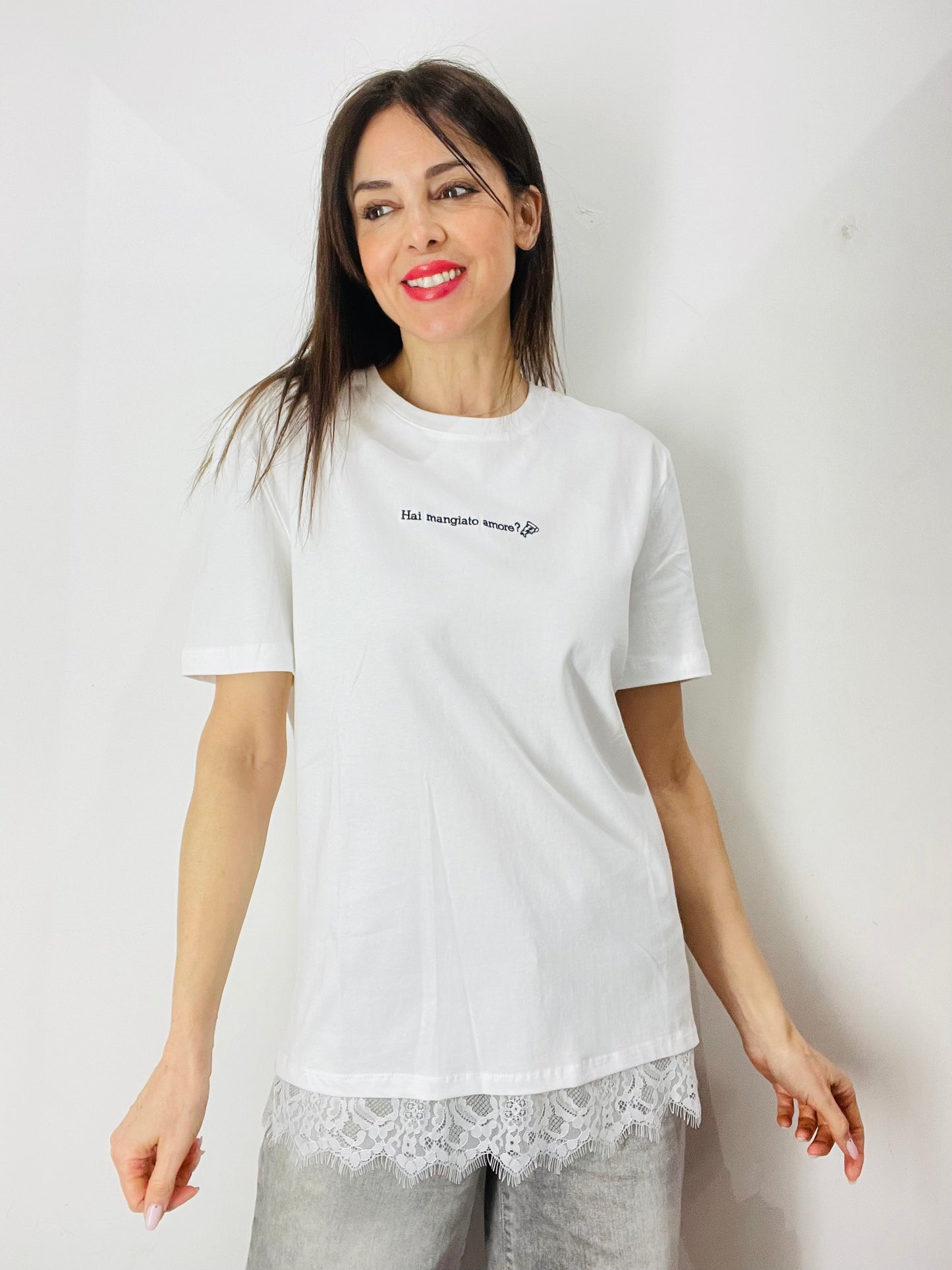 T-SHIRT AMORE CON PIZZO