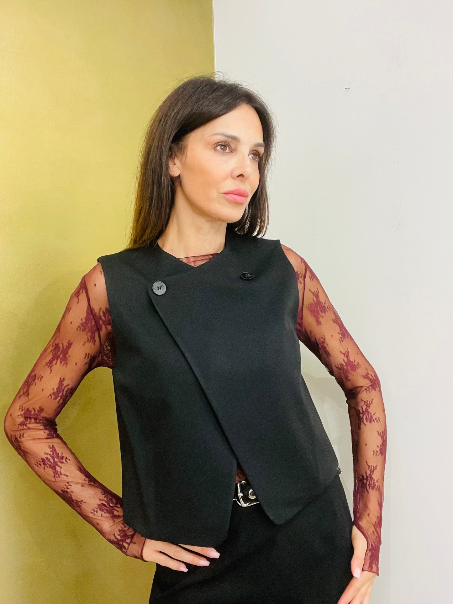 GILET CORTO ASIMMETRICO