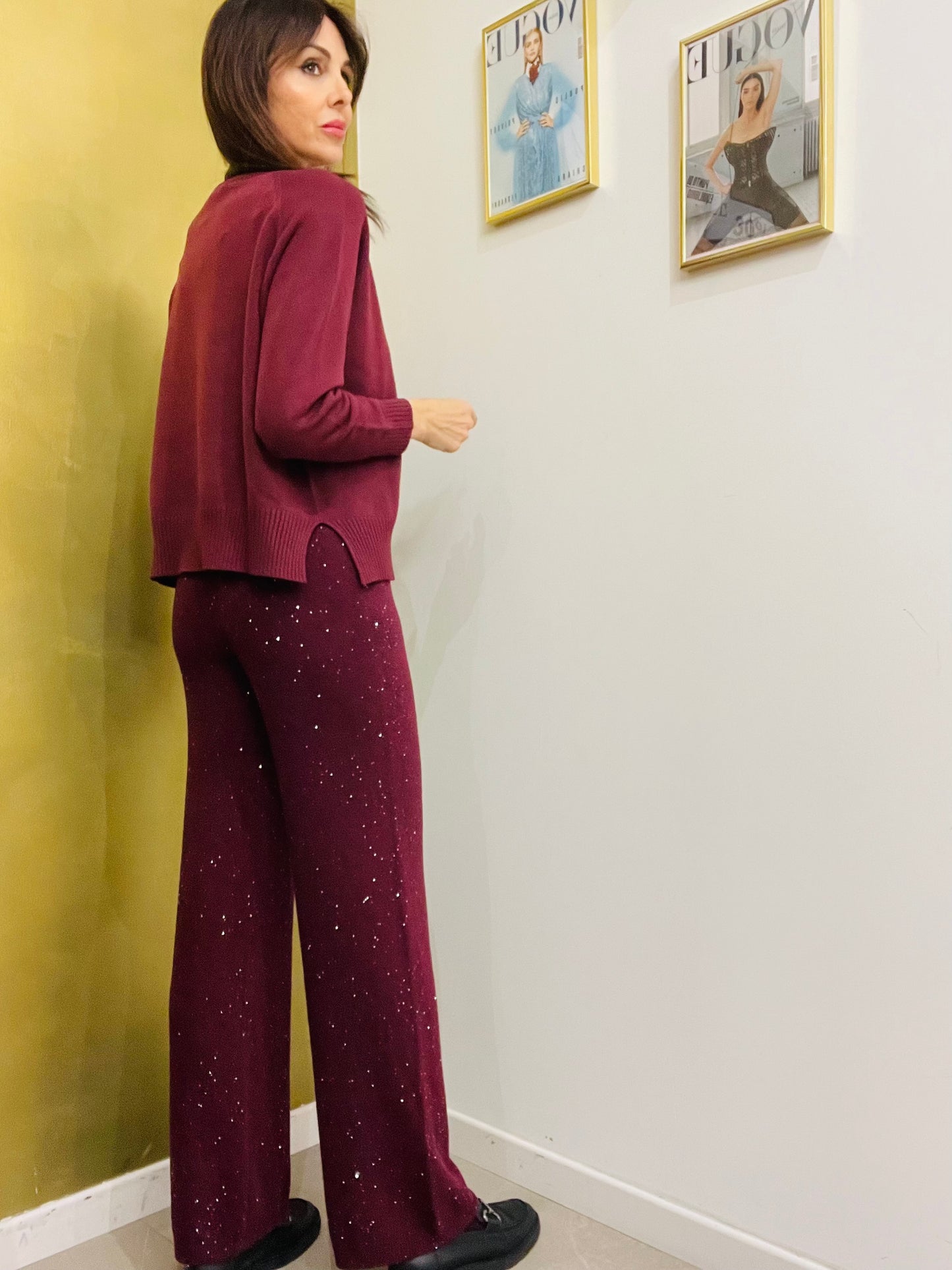 PANTALONE IN MAGLIA MICROPAILLETTES