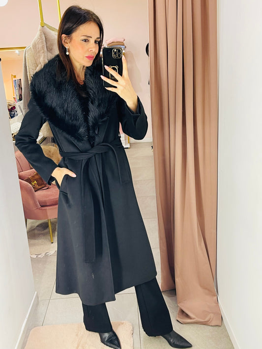 CAPPOTTO LUNGO COLLO PELLICCIA