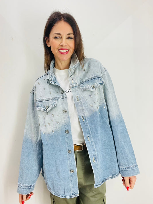 CAMICIA JEANS CON STRASS
