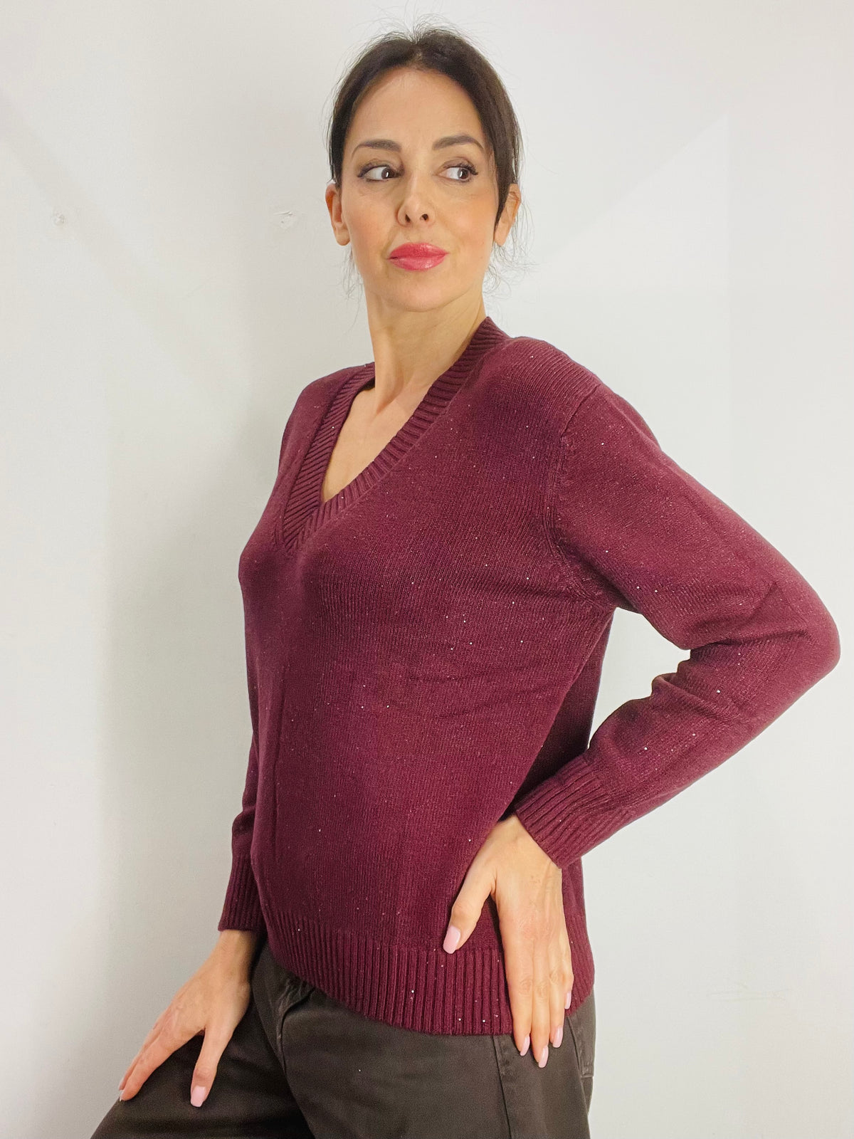 MAGLIA A V MICROPAILLETTES